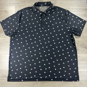 Birdie Bound 3XL Performance Golf Polo Shirt Men's Black Bird & Golf Ball Print‎